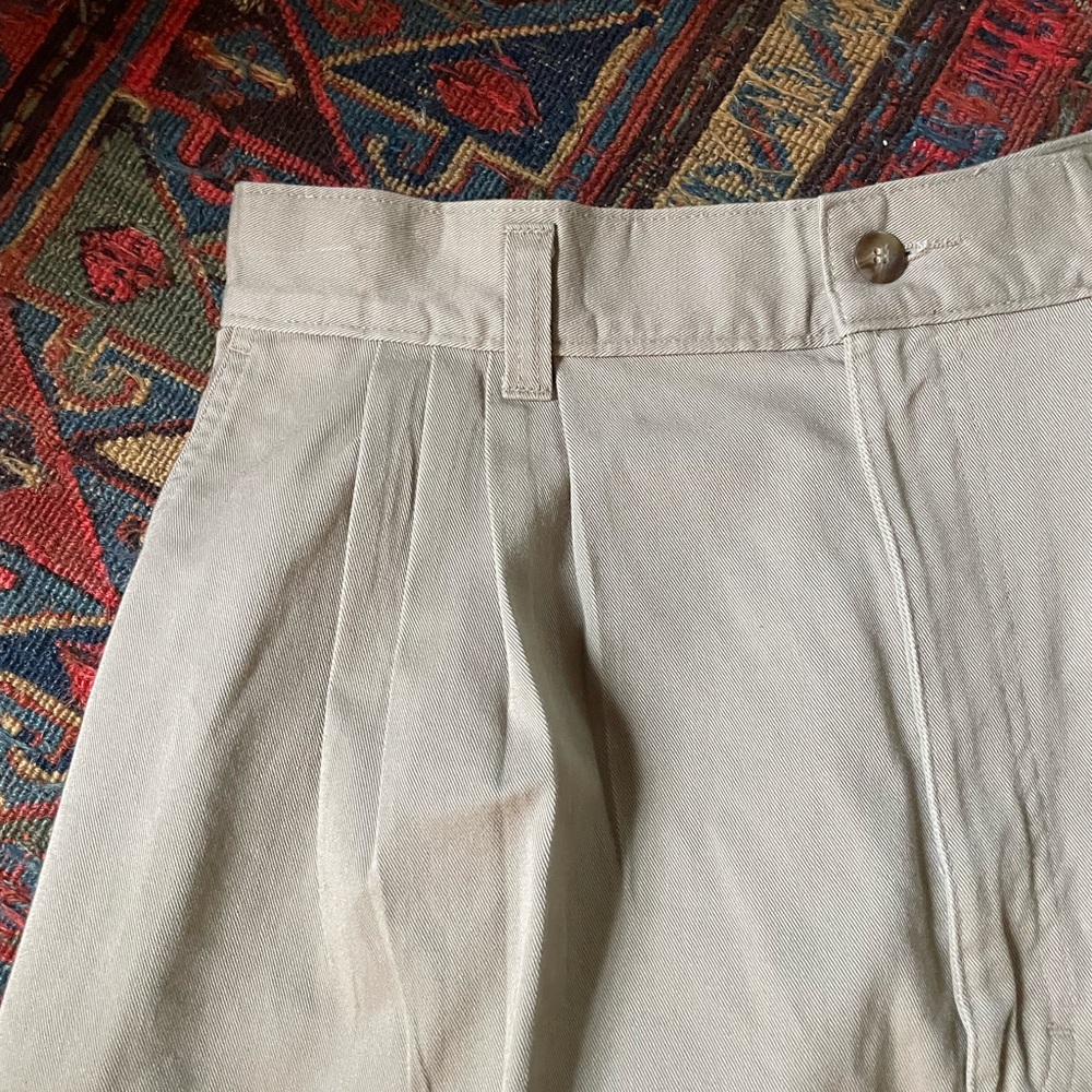 Ruff Hewn Pleated Front Bermuda Shorts Khaki High Rise Size 14 Vintage 1980s